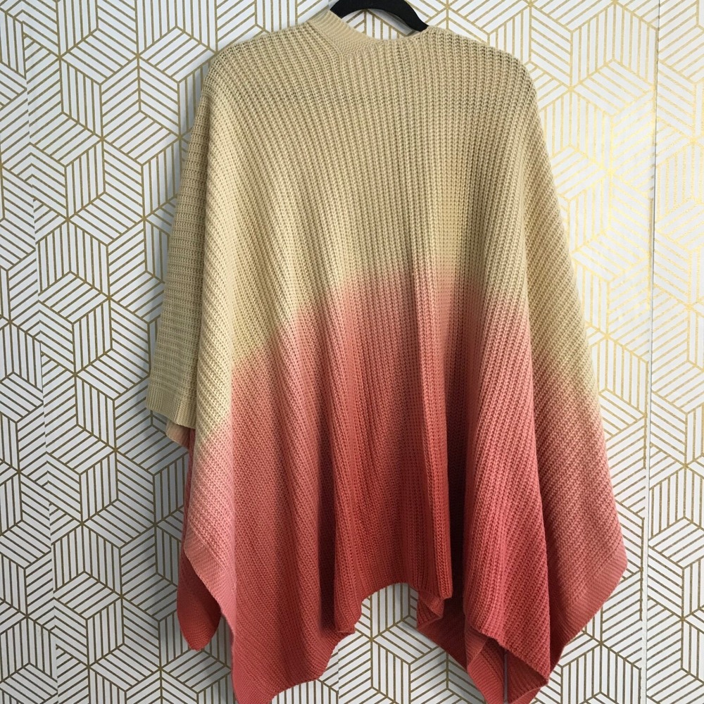 Torrid Dipdye Tricolor Ruana Open Front Poncho Sweater OS Multicolor Knit - Picture 3 of 8